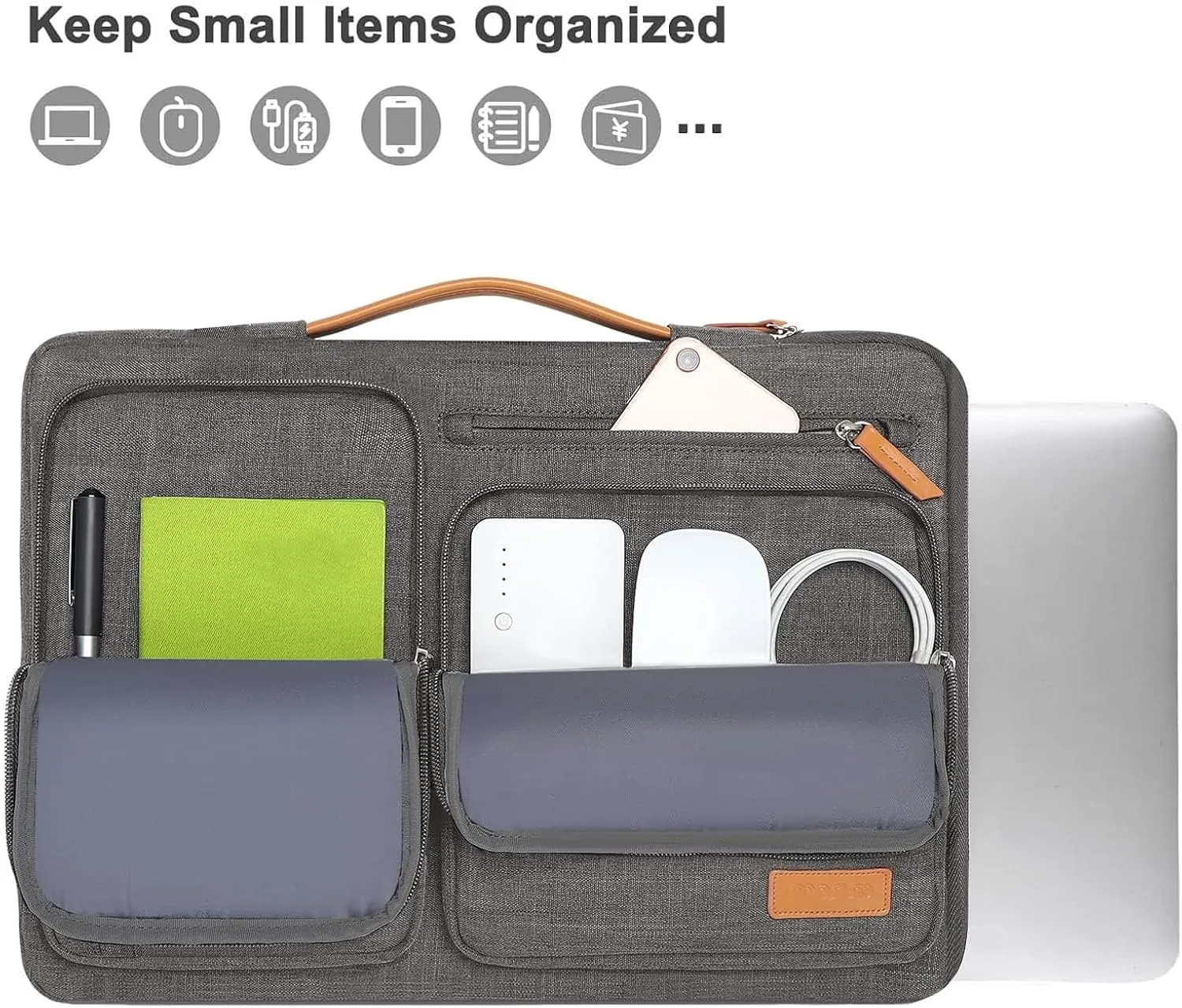 MOSISO 360 Protective Laptop Case 13.3 inch, 13-14 inch Laptop Sleeve Compatible with MacBook Air/Pro 13 / Pro 14, HP Dell Acer ASUS, Side Open Carrying Case with 4 Zipper Pockets&Handle, Taupe Gray