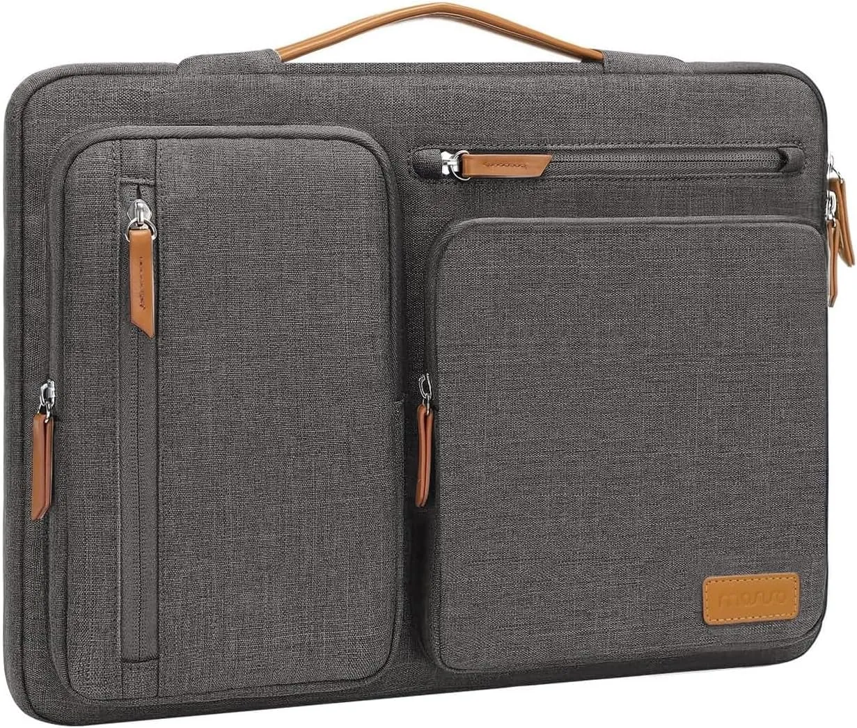 MOSISO 360 Protective Laptop Case 13.3 inch, 13-14 inch Laptop Sleeve Compatible with MacBook Air/Pro 13 / Pro 14, HP Dell Acer ASUS, Side Open Carrying Case with 4 Zipper Pockets&Handle, Taupe Gray
