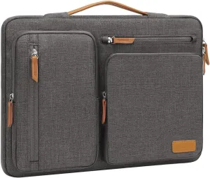 MOSISO 360 Protective Laptop Case 13.3 inch, 13-14 inch Laptop Sleeve Compatible with MacBook Air/Pro 13 / Pro 14, HP Dell Acer ASUS, Side Open Carrying Case with 4 Zipper Pockets&Handle, Taupe Gray