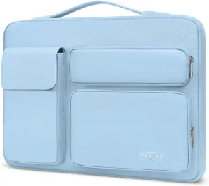 MOSISO 360 Protective Laptop Case 13.3 inch, 13-14 inch Laptop Sleeve Compatible with MacBook Air/Pro 13 / Pro 14, HP Dell ASUS Lenovo, Side Open Bag with 2 Raised&1 Flapover Pockets, Air Blue