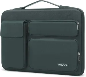 MOSISO 360 Protective Laptop Case 13.3 inch, 13-14 inch Laptop Sleeve Compatible with MacBook Air/Pro 13 / Pro 14, HP Dell ASUS Lenovo, Side Open Bag with 2 Raised&1 Flapover Pockets, Emerald Green