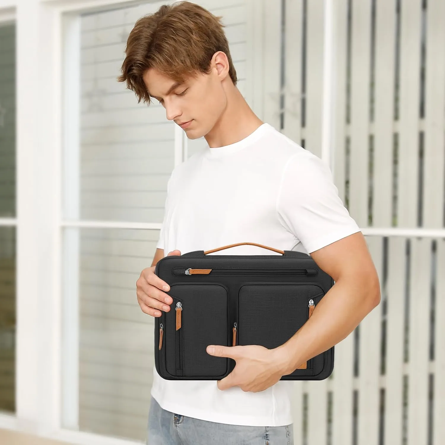 MOSISO 360 Protective Laptop Case 15.6 inch, 15-16 inch Laptop Sleeve Compatible with MacBook Pro 16, HP, Acer, Dell, Lenovo, ASUS, Side Open Carrying Computer Bag with 5 Accessory Pockets&Belt, Black