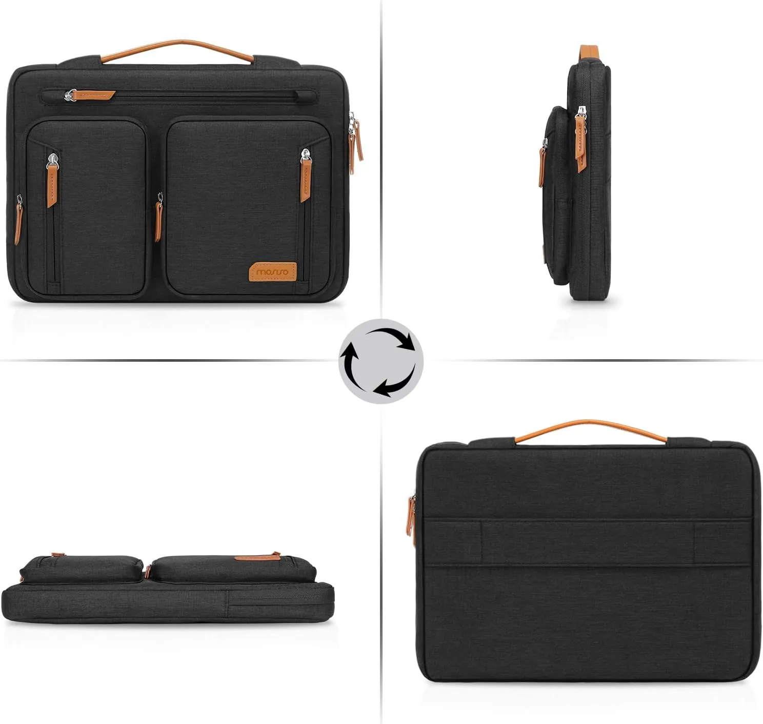 MOSISO 360 Protective Laptop Case 15.6 inch, 15-16 inch Laptop Sleeve Compatible with MacBook Pro 16, HP, Acer, Dell, Lenovo, ASUS, Side Open Carrying Computer Bag with 5 Accessory Pockets&Belt, Black