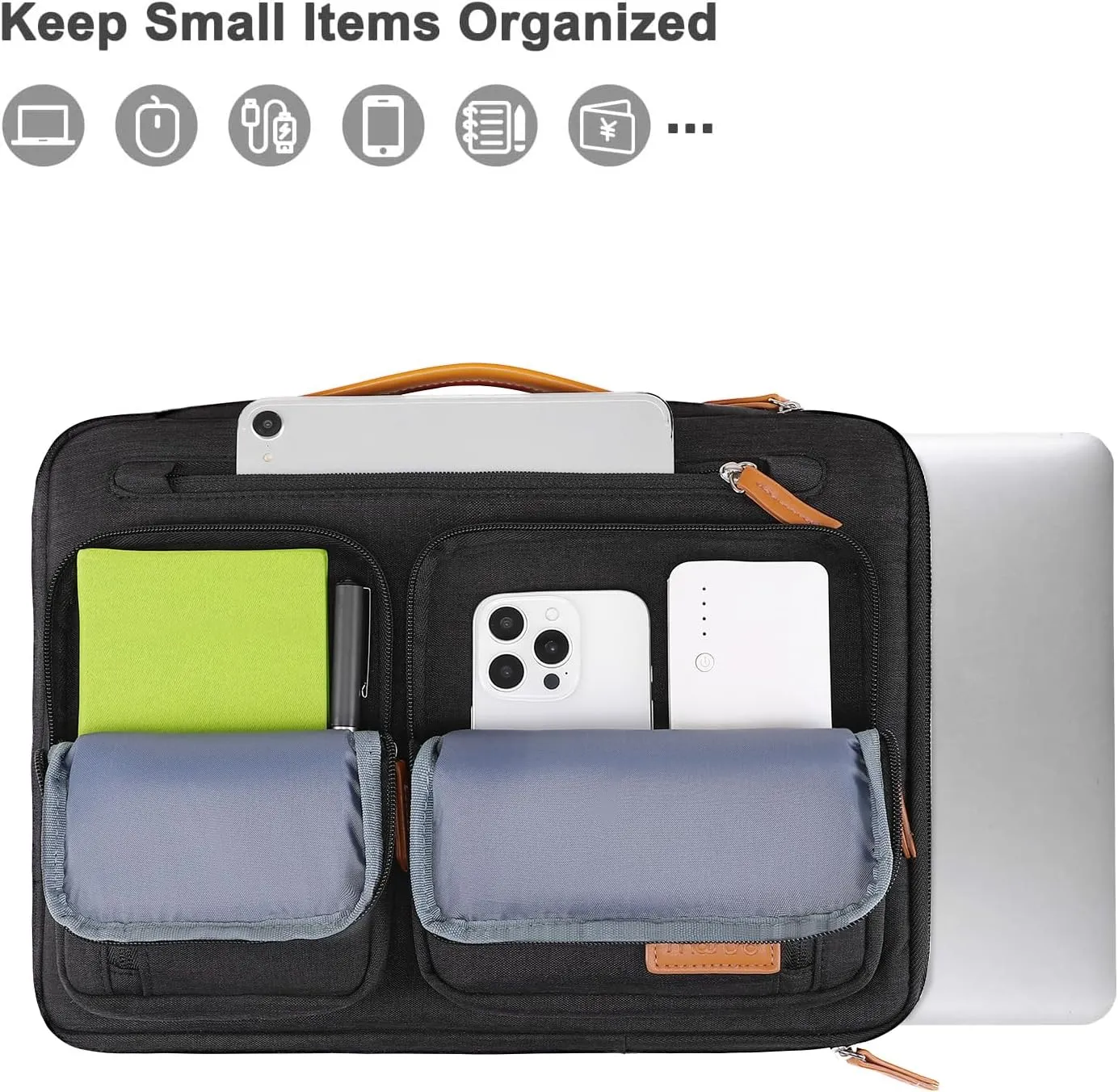 MOSISO 360 Protective Laptop Case 15.6 inch, 15-16 inch Laptop Sleeve Compatible with MacBook Pro 16, HP, Acer, Dell, Lenovo, ASUS, Side Open Carrying Computer Bag with 5 Accessory Pockets&Belt, Black