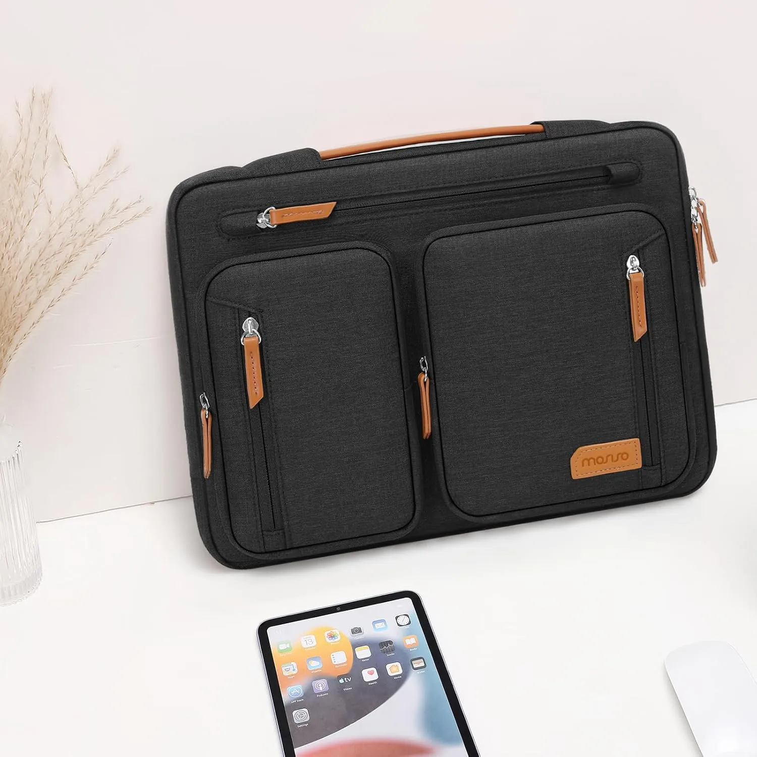 MOSISO 360 Protective Laptop Case 15.6 inch, 15-16 inch Laptop Sleeve Compatible with MacBook Pro 16, HP, Acer, Dell, Lenovo, ASUS, Side Open Carrying Computer Bag with 5 Accessory Pockets&Belt, Black