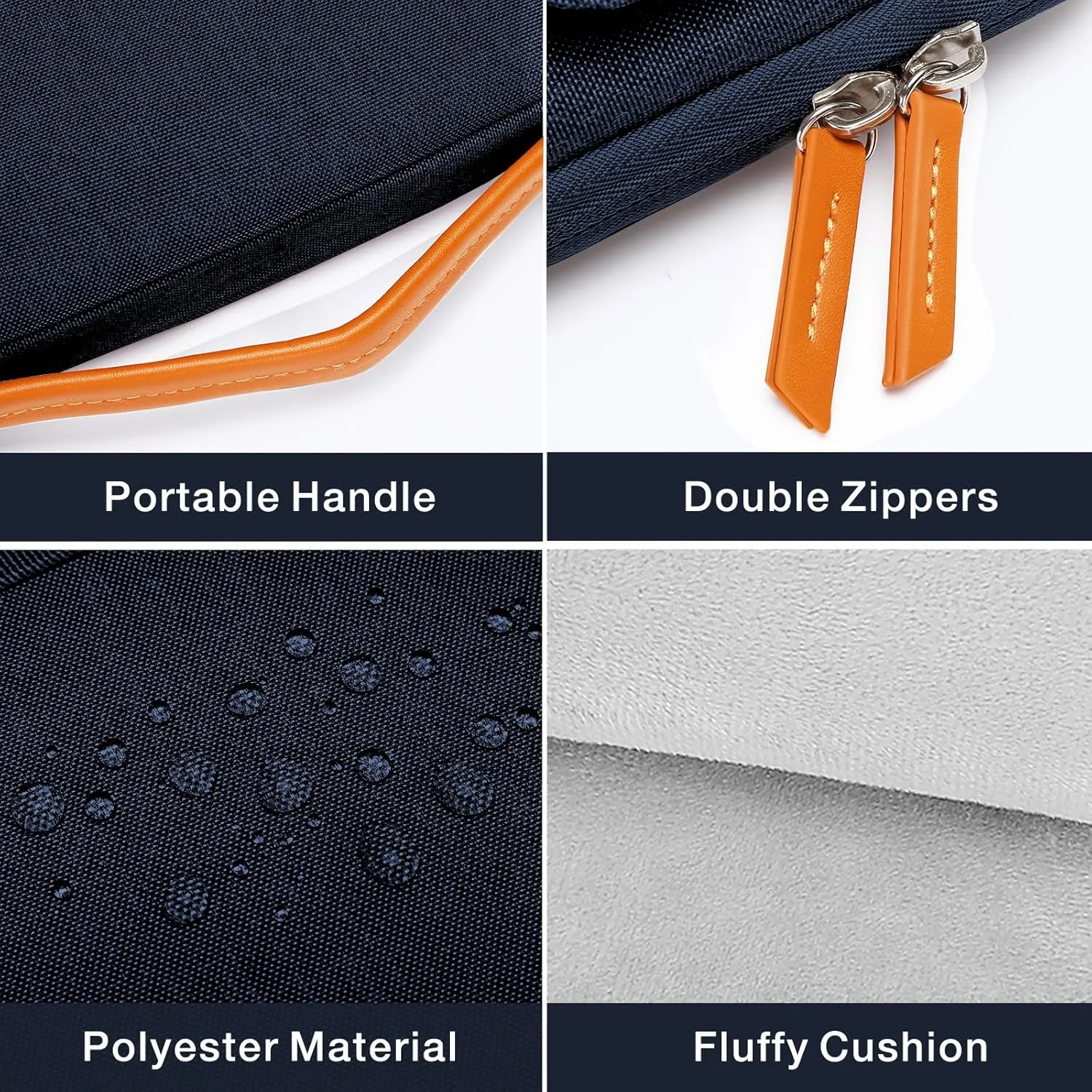 MOSISO 360 Protective Laptop Shoulder Bag, 15-15.6 inch Computer Bag Compatible with MacBook Pro 16, HP, Dell, Lenovo, Asus Notebook,Flapover Sleeve with Fully Open Zipper&Handle&Pockets, Navy Blue