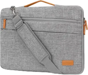 MOSISO 360 Protective Laptop Shoulder Bag, 15-15.6 inch Side Open Computer Bag Compatible with MacBook Pro 16 inch, HP, Dell, Lenovo, Asus Notebook with 2 Bevel Horizontal Pockets & Handle, Gray