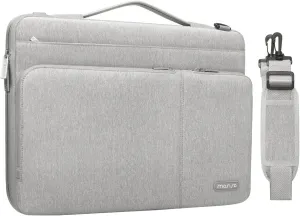 MOSISO 360 Protective Laptop Shoulder Bag Compatible with MacBook Pro 16 inch 2023-2019 M2 A2780 M1 A2485 Pro/Max A2141,15-15.6 inch Notebook,Side Open Sleeve with 3 Front Pockets&PU Handle&Belt, Gray