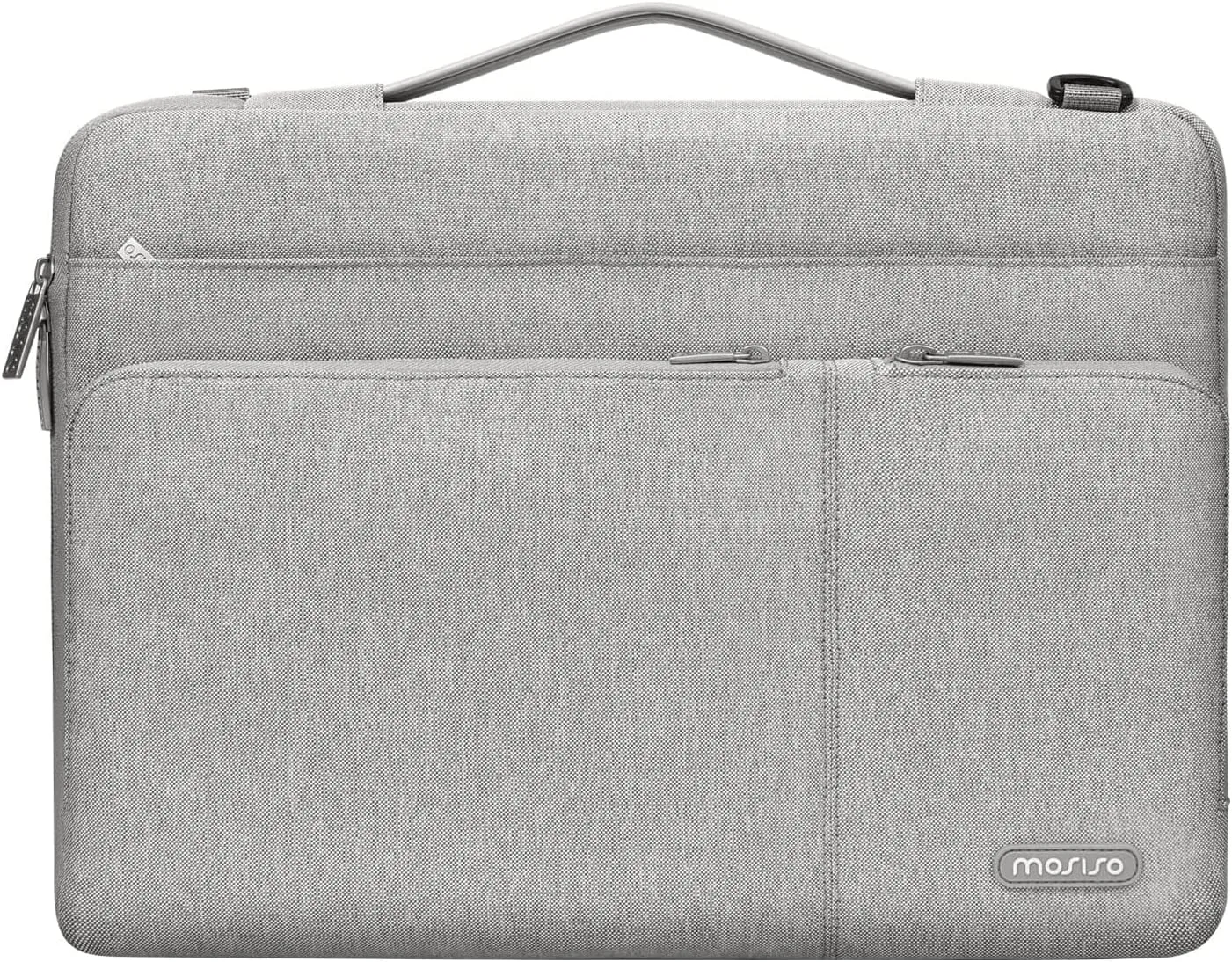 MOSISO 360 Protective Laptop Shoulder Bag Compatible with MacBook Pro 16 inch 2023-2019 M2 A2780 M1 A2485 Pro/Max A2141,15-15.6 inch Notebook,Side Open Sleeve with 3 Front Pockets&PU Handle&Belt, Gray