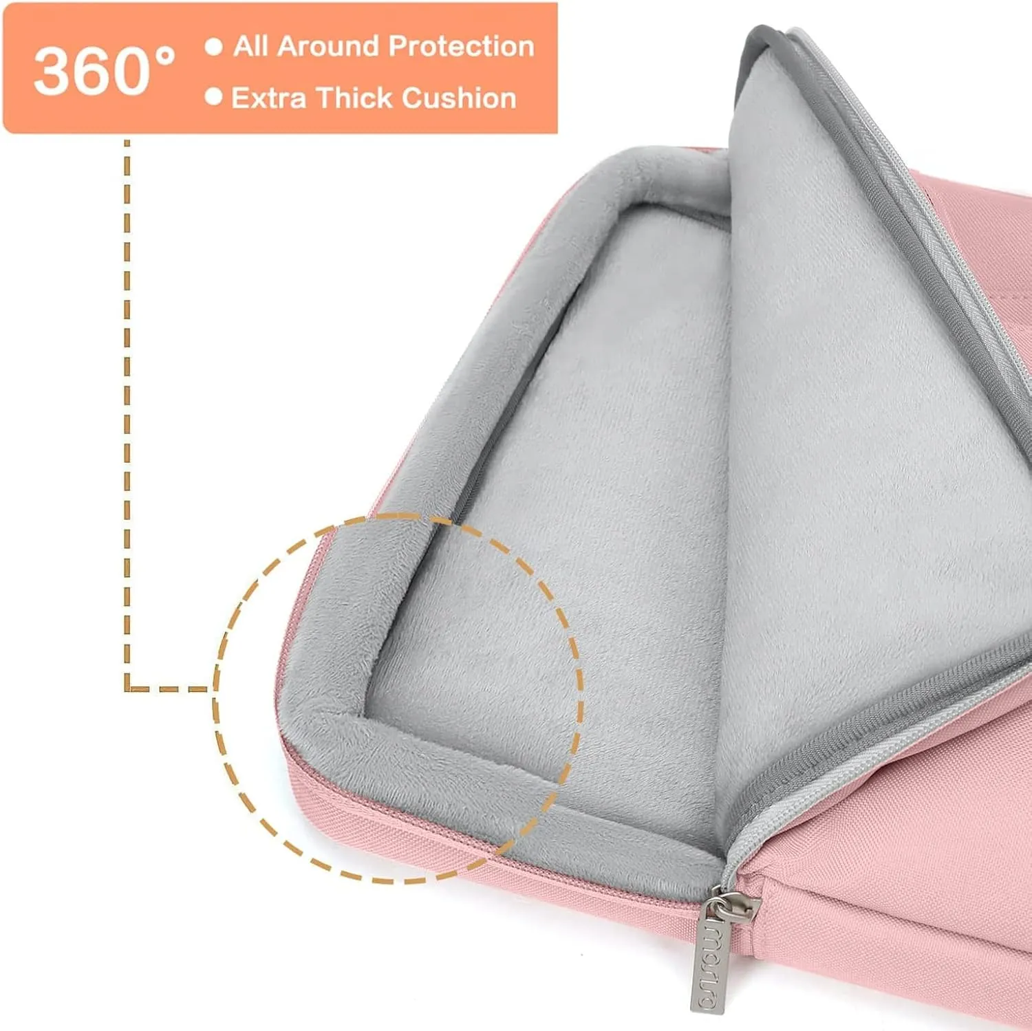 MOSISO 360 Protective Laptop Shoulder Bag Compatible with MacBook Pro 16 inch 2023-2019 M2 A2780 M1 A2485 Pro/Max A2141,15-15.6 inch Notebook,Side Open Sleeve with 3 Front Pockets&PU Handle&Belt, Pink