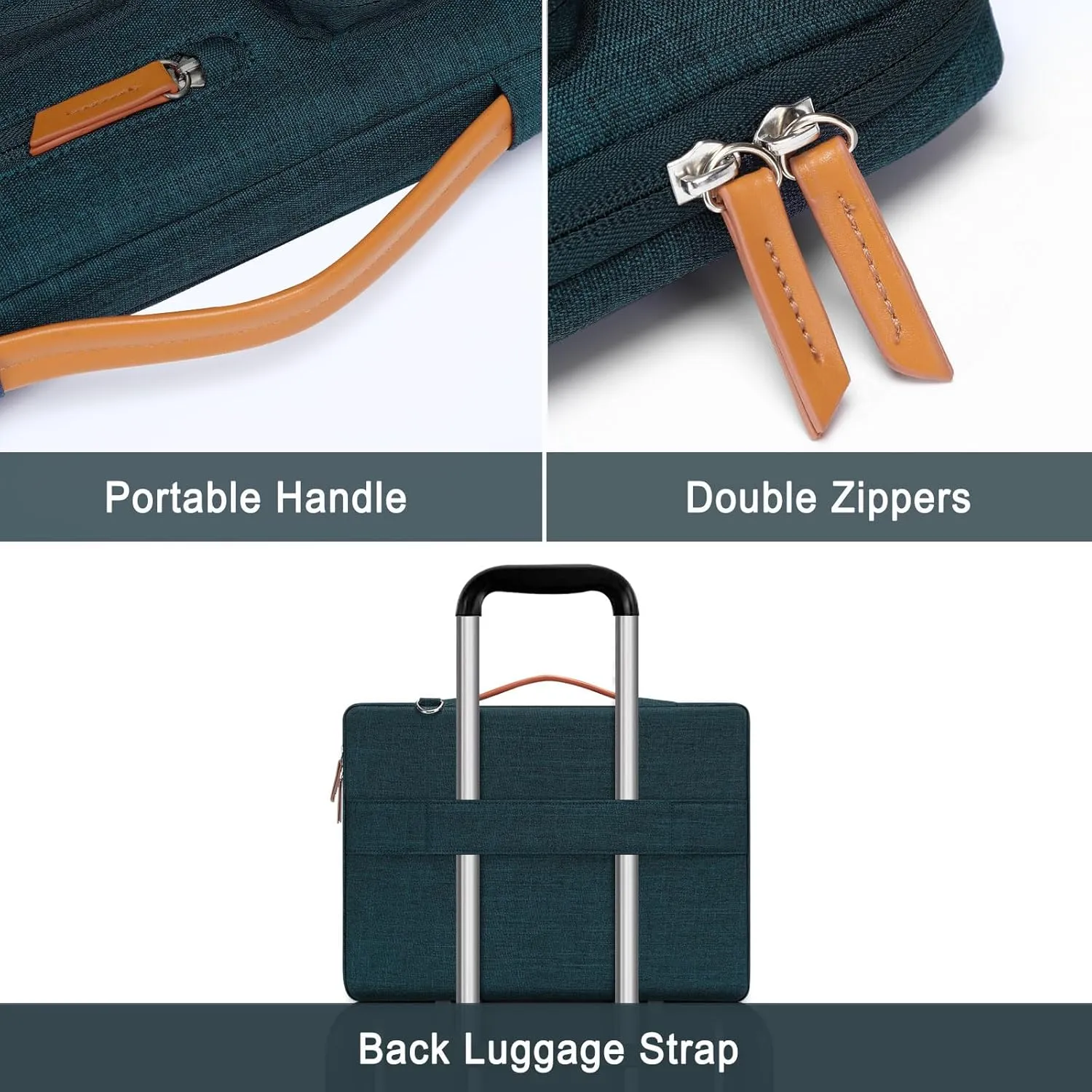 MOSISO 360 Protective Laptop Shoulder Bag,13-13.3 inch Computer Bags Compatible with MacBook, HP, Dell, Lenovo, Asus Notebook,Side Open Messenger Bag with 4 Zipper Pockets, Teal Green
