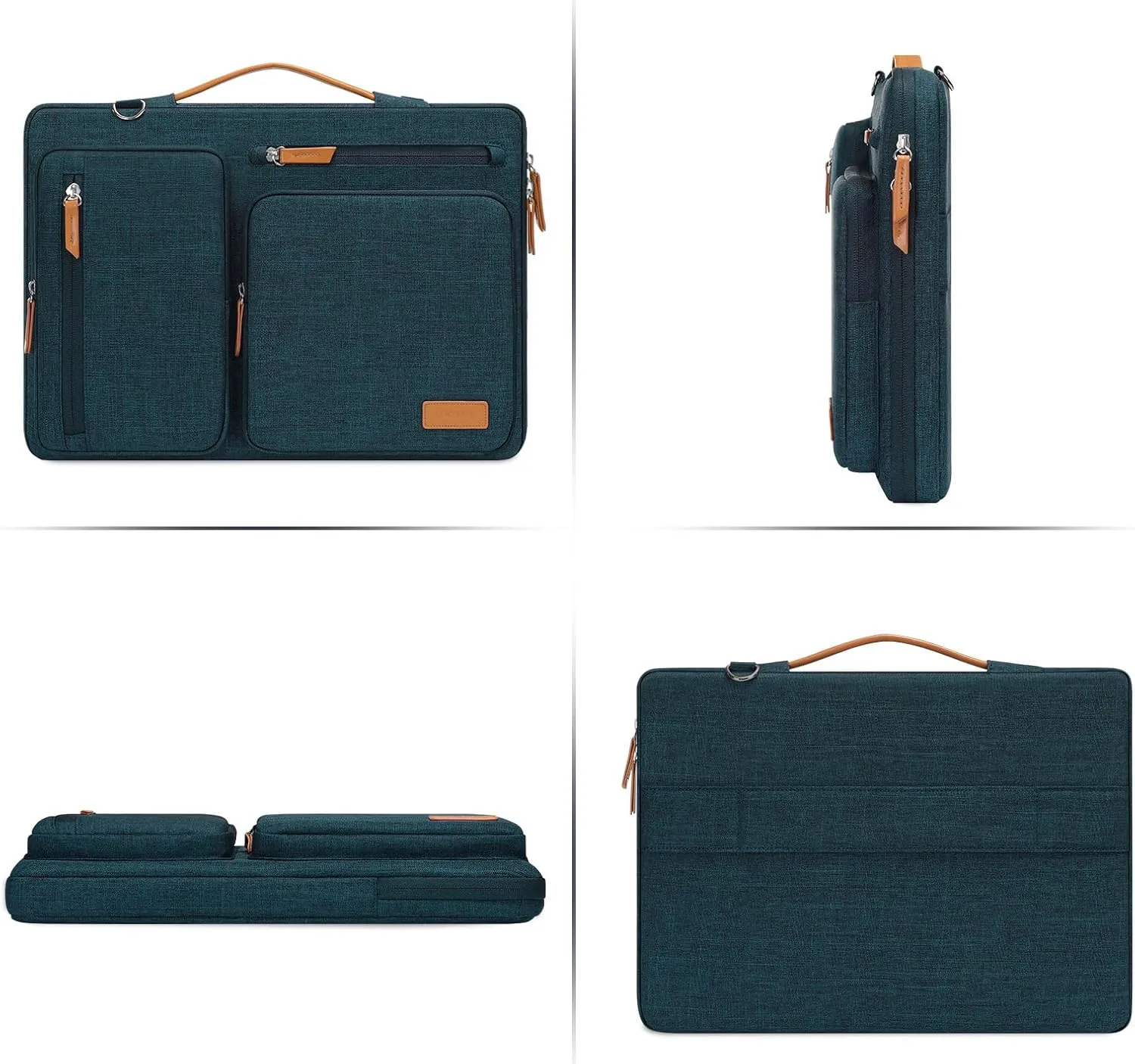 MOSISO 360 Protective Laptop Shoulder Bag,13-13.3 inch Computer Bags Compatible with MacBook, HP, Dell, Lenovo, Asus Notebook,Side Open Messenger Bag with 4 Zipper Pockets, Teal Green
