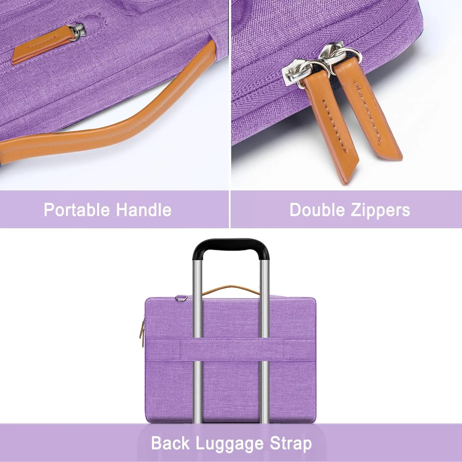 MOSISO 360 Protective Laptop Shoulder Bag,14 inch Computer Bags Compatible with MacBook Air 15 inch M4 M3 M2/Pro A1990 A1707,Side Open Messenger Bag with 4 Zipper Pockets, Lilac