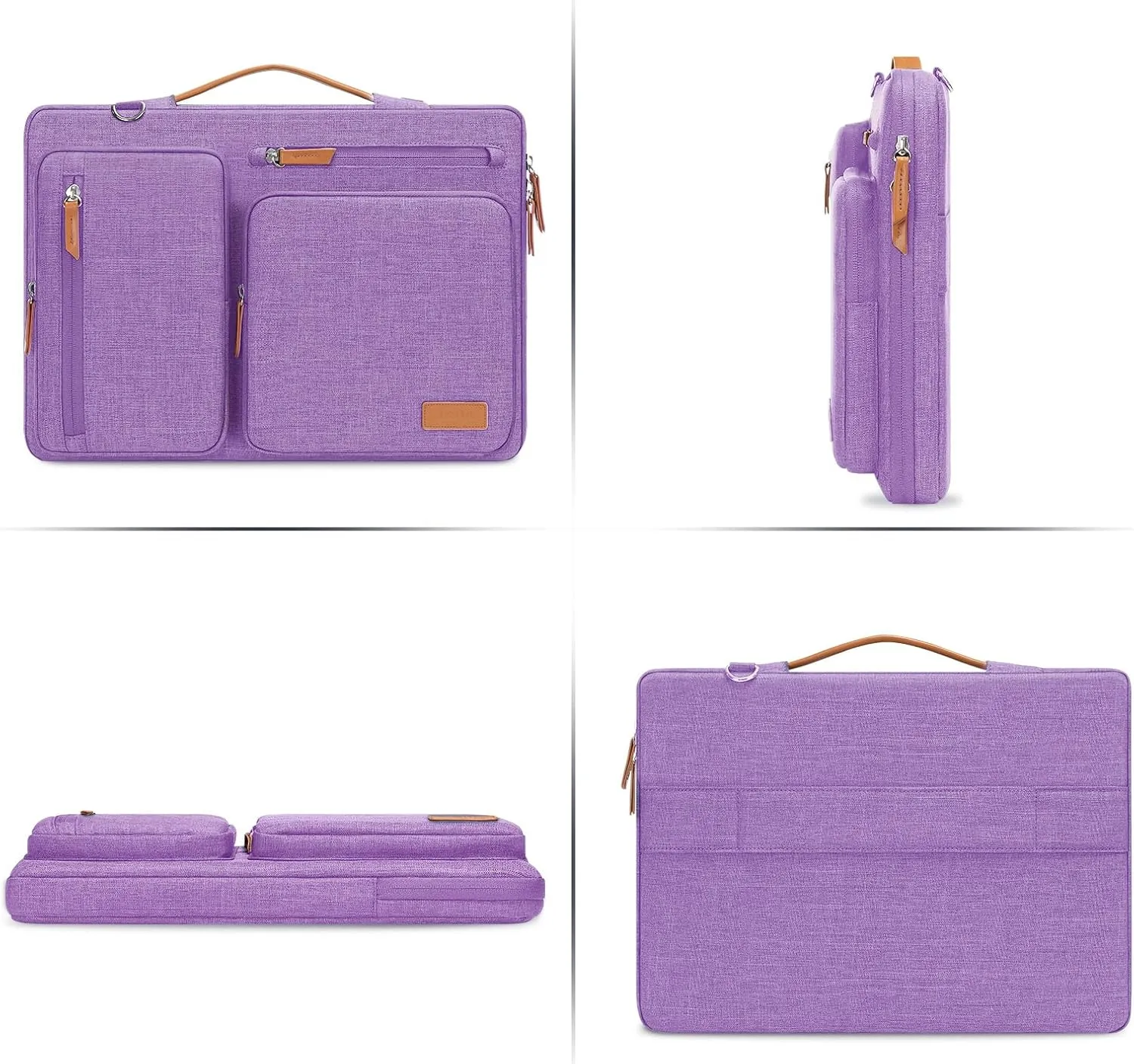 MOSISO 360 Protective Laptop Shoulder Bag,14 inch Computer Bags Compatible with MacBook Air 15 inch M4 M3 M2/Pro A1990 A1707,Side Open Messenger Bag with 4 Zipper Pockets, Lilac