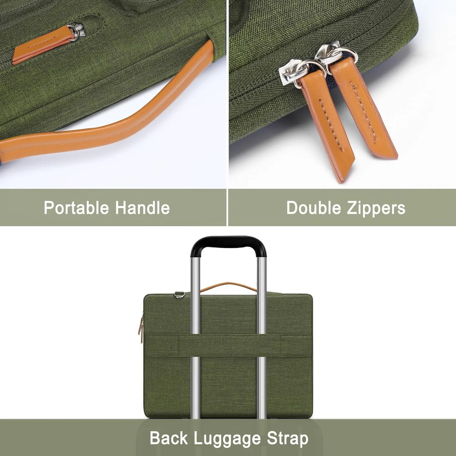 MOSISO 360 Protective Laptop Shoulder Bag,14 inch Computer Bags Compatible with MacBook Air 15 inch M4 M3 M2/Pro A1990 A1707,Side Open Messenger Bag with 4 Zipper Pockets, Olive Green