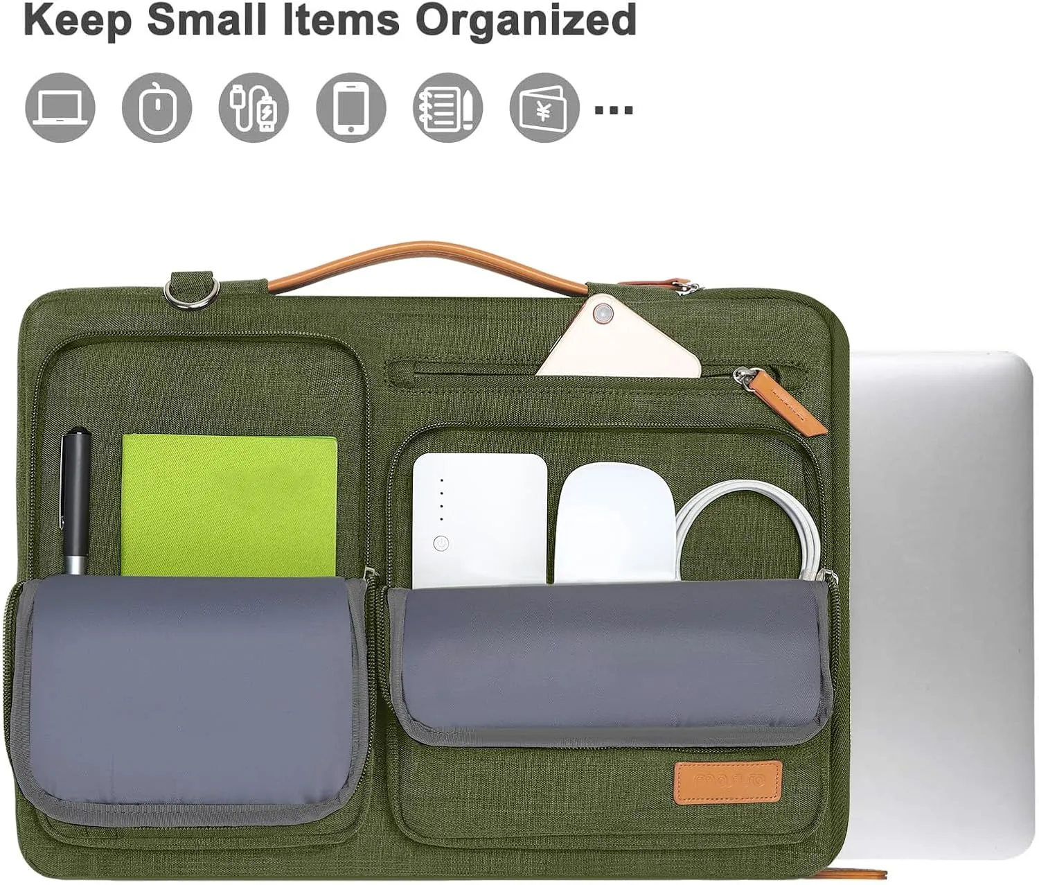 MOSISO 360 Protective Laptop Shoulder Bag,14 inch Computer Bags Compatible with MacBook Air 15 inch M4 M3 M2/Pro A1990 A1707,Side Open Messenger Bag with 4 Zipper Pockets, Olive Green