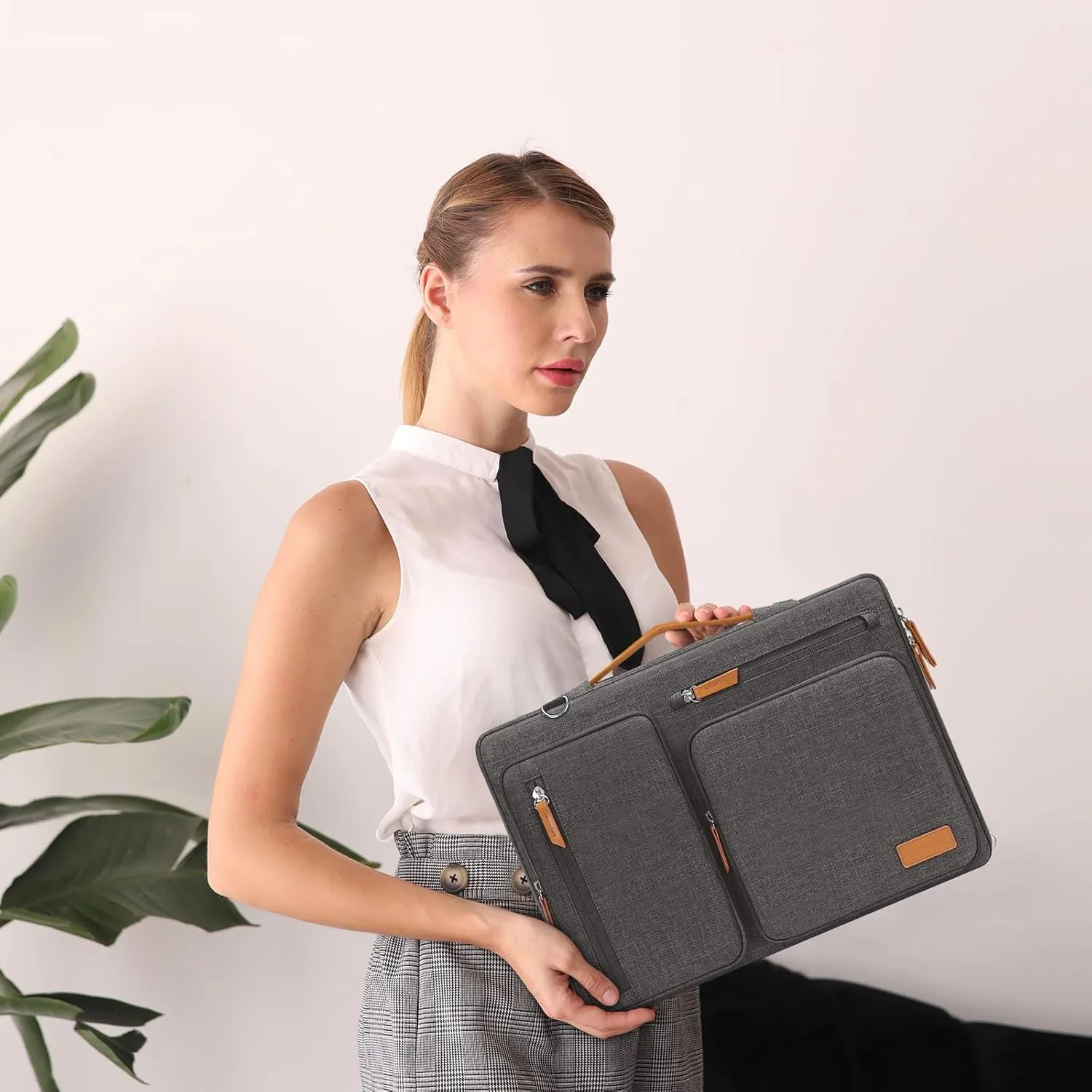 MOSISO 360 Protective Laptop Shoulder Bag,14 inch Computer Bags Compatible with MacBook Air 15 inch M4 M3 M2/Pro A1990 A1707,Side Open Messenger Bag with 4 Zipper Pockets, Taupe Gray