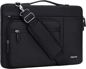 MOSISO 360 Protective Laptop Shoulder Bag,15-15.6 inch Computer Bag Compatible with MacBook Pro 16, HP, Dell, Lenovo, Asus Notebook,Side Open with Front Horizontal&Raised Rectangular Pockets,Black