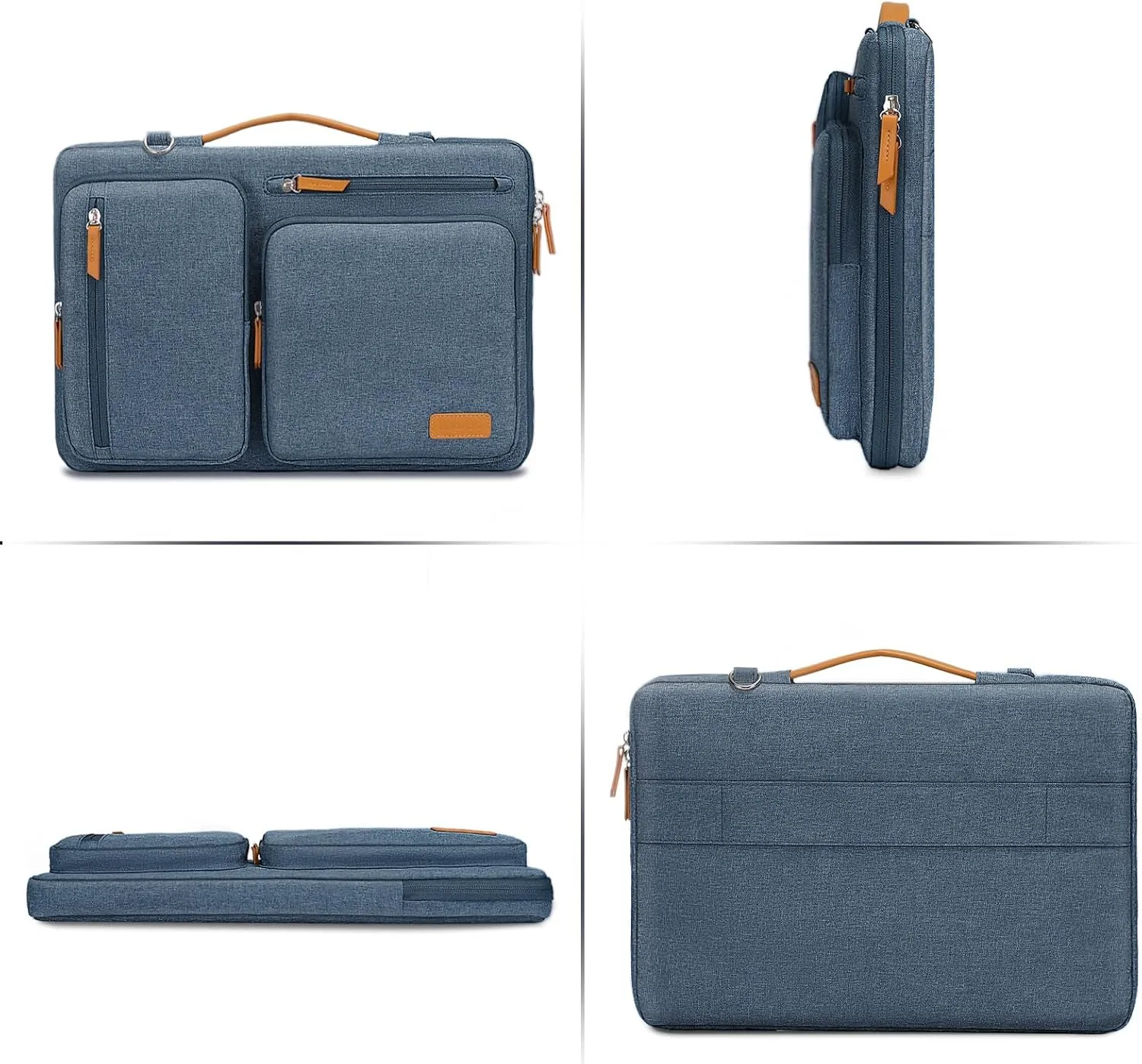 MOSISO 360 Protective Laptop Shoulder Bag,15-15.6 inch Computer Bags Compatible with MacBook Pro 16 inch, HP, Dell, Lenovo, Asus Notebook,Side Open Messenger Bag with 4 Zipper Pockets, Haze Blue