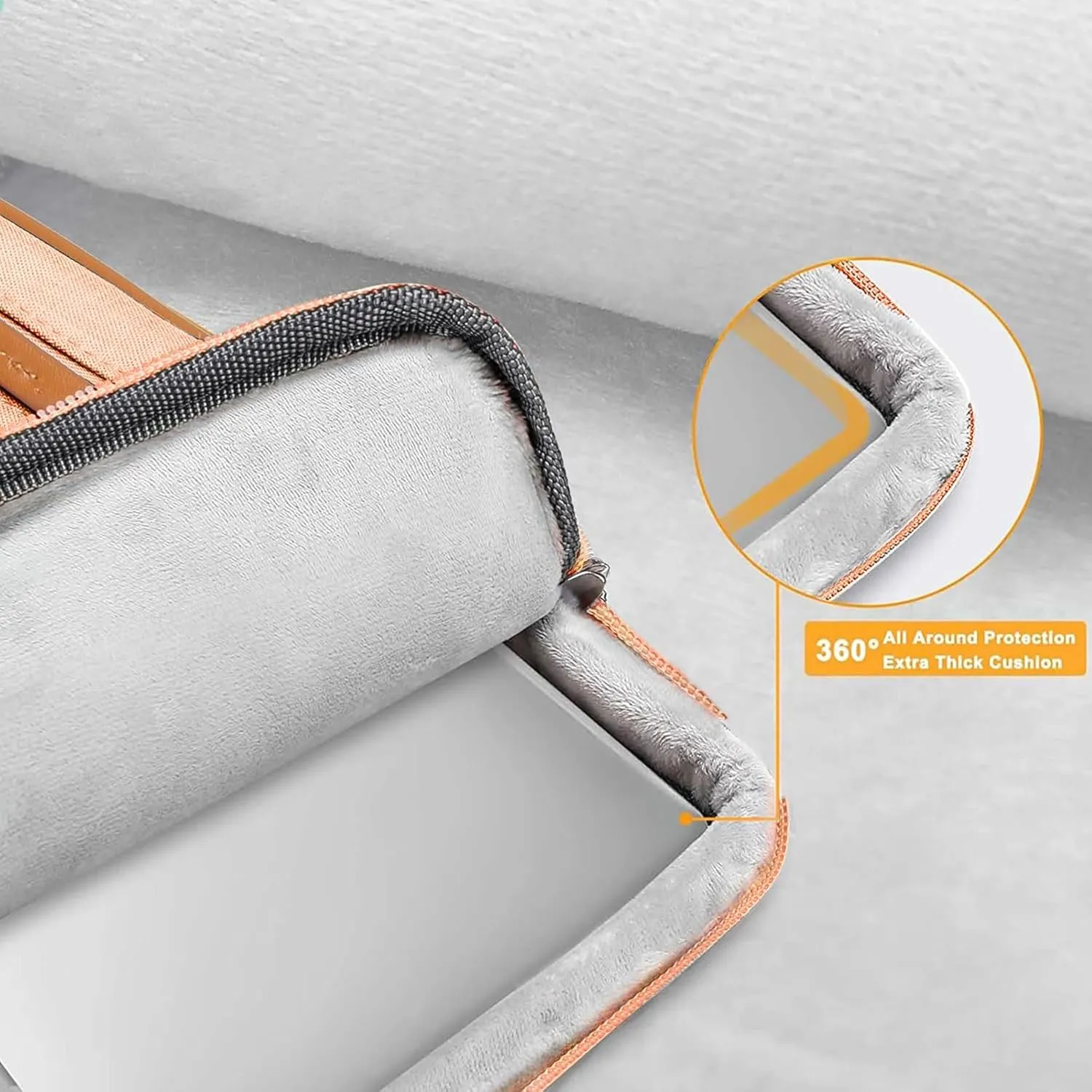 MOSISO 360 Protective Laptop Shoulder Bag,15-15.6 inch Computer Bags Compatible with MacBook Pro 16 inch, HP, Dell, Lenovo, Asus Notebook,Side Open Messenger Bag with 4 Zipper Pockets, Pastel Orange