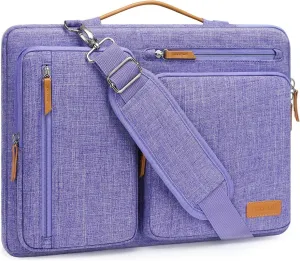 MOSISO 360 Protective Laptop Shoulder Bag,15-15.6 inch Computer Bags Compatible with MacBook Pro 16 inch, HP, Dell, Lenovo, Asus Notebook,Side Open Messenger Bag with 4 Zipper Pockets, Purple