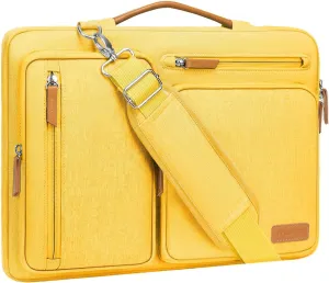 MOSISO 360 Protective Laptop Shoulder Bag,15-15.6 inch Computer Bags Compatible with MacBook Pro 16 inch, HP, Dell, Lenovo, Asus Notebook,Side Open Messenger Bag with 4 Zipper Pockets, Yellow