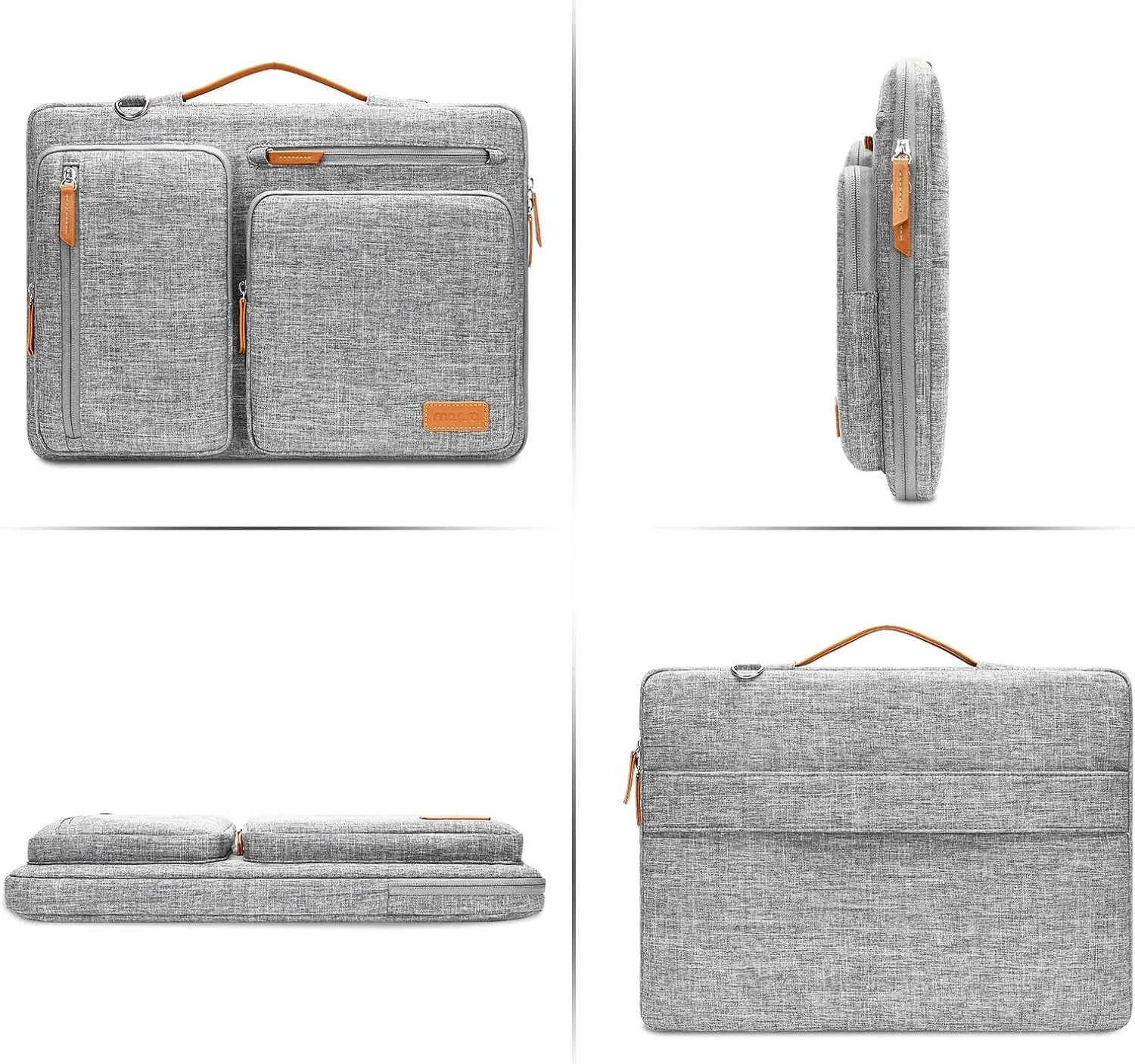 MOSISO 360 Protective Laptop Shoulder Bag,17-17.3 inch Computer Bags Compatible with MacBook, HP, Dell, Lenovo, Asus Notebook,Side Open Messenger Bag with 4 Zipper Pockets, Gray