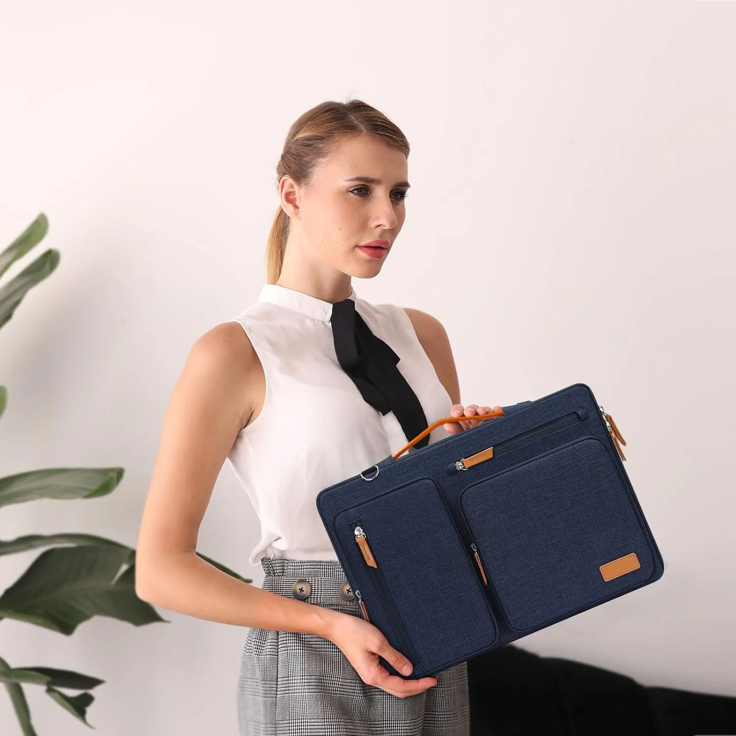 MOSISO 360 Protective Laptop Shoulder Bag,17-17.3 inch Computer Bags Compatible with MacBook, HP, Dell, Lenovo, Asus Notebook,Side Open Messenger Bag with 4 Zipper Pockets, Navy Blue