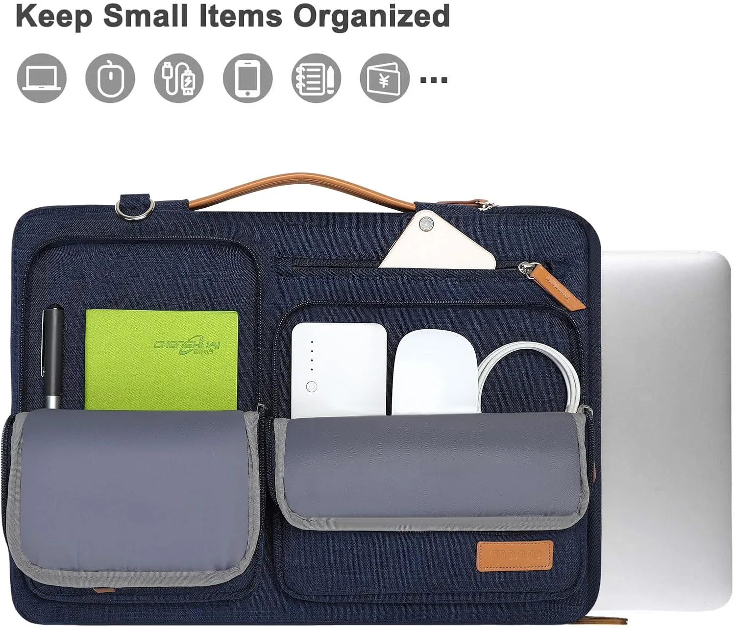 MOSISO 360 Protective Laptop Shoulder Bag,17-17.3 inch Computer Bags Compatible with MacBook, HP, Dell, Lenovo, Asus Notebook,Side Open Messenger Bag with 4 Zipper Pockets, Navy Blue