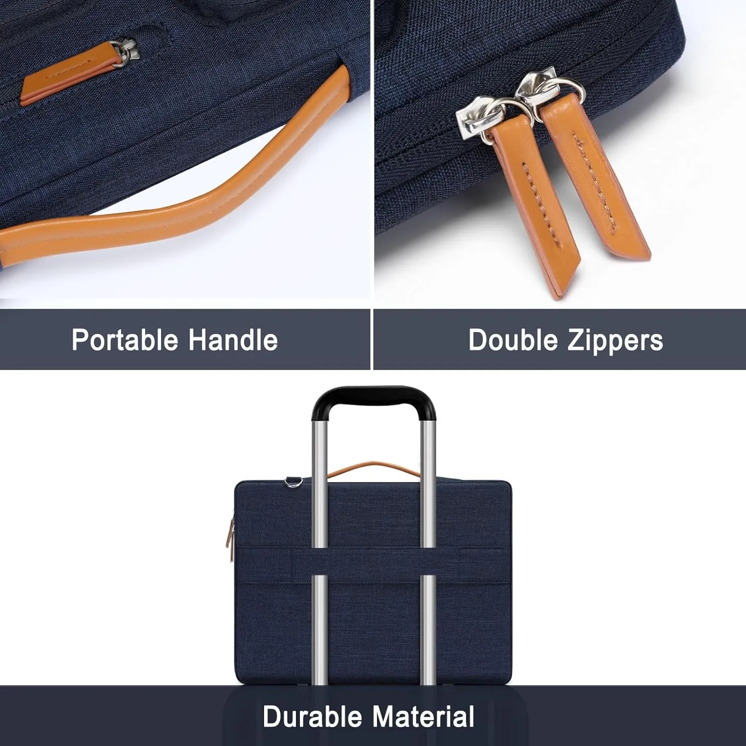 MOSISO 360 Protective Laptop Shoulder Bag,17-17.3 inch Computer Bags Compatible with MacBook, HP, Dell, Lenovo, Asus Notebook,Side Open Messenger Bag with 4 Zipper Pockets, Navy Blue