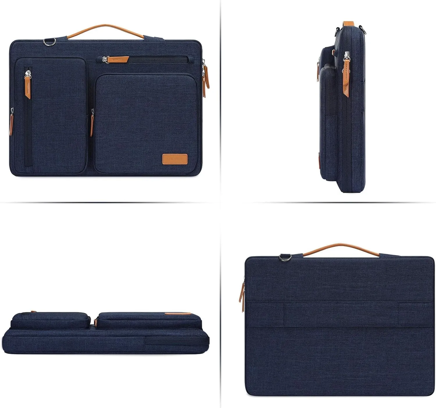 MOSISO 360 Protective Laptop Shoulder Bag,17-17.3 inch Computer Bags Compatible with MacBook, HP, Dell, Lenovo, Asus Notebook,Side Open Messenger Bag with 4 Zipper Pockets, Navy Blue