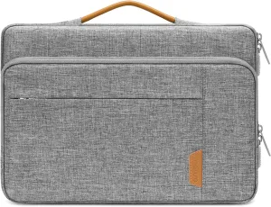 MOSISO 360 Protective Laptop Sleeve Bag Compatible with MacBook Air/Pro, 13-13.3 inch Notebook, Compatible with MacBook Pro 14 inch M4 M3 M2 M1, Side Open Bag Case with Raised Pocket&Handle&Belt, Gray
