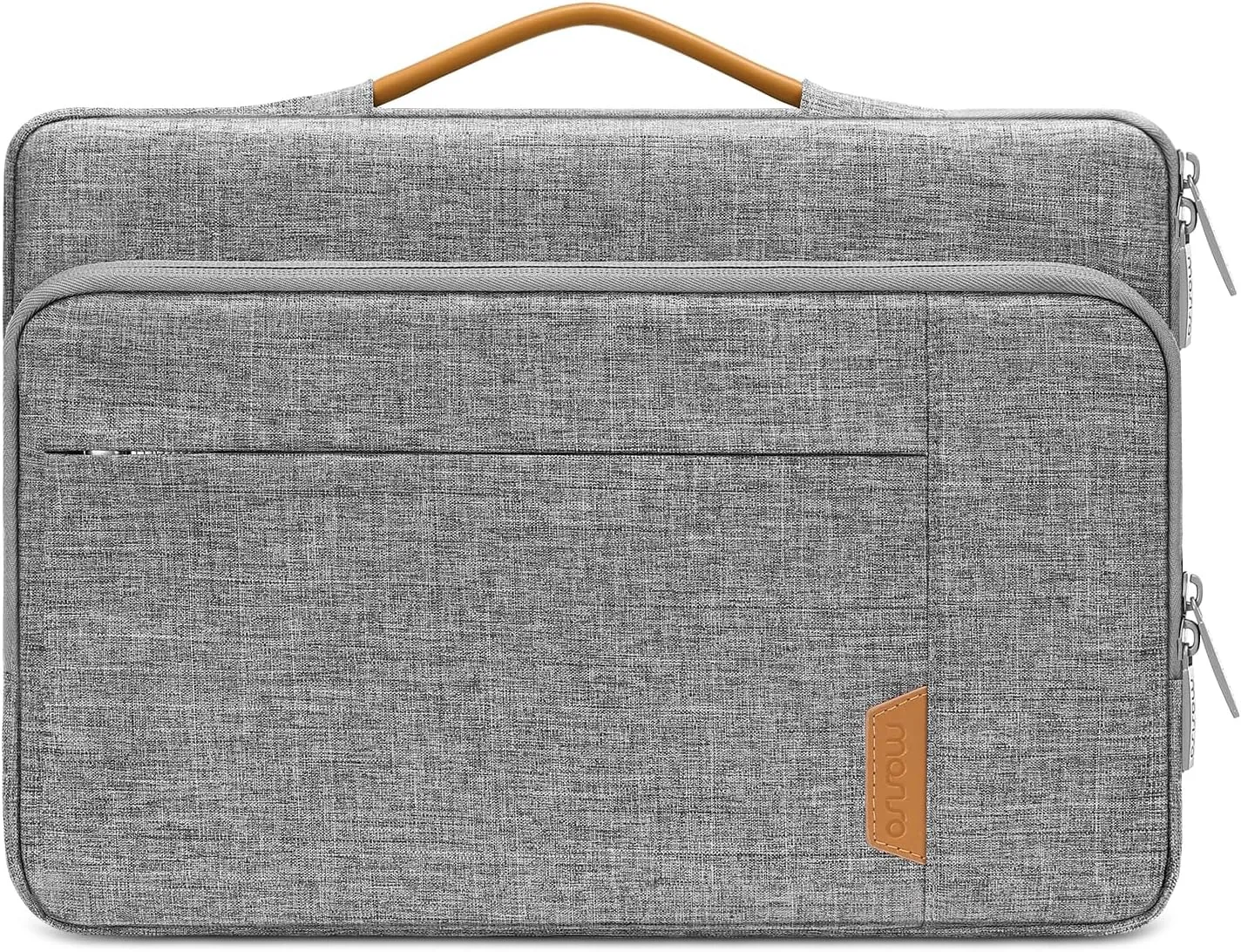 MOSISO 360 Protective Laptop Sleeve Bag Compatible with MacBook Air/Pro, 13-13.3 inch Notebook, Compatible with MacBook Pro 14 inch M4 M3 M2 M1, Side Open Bag Case with Raised Pocket&Handle&Belt, Gray