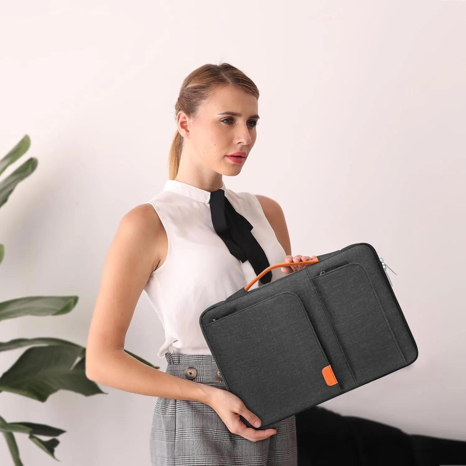 MOSISO 360 Protective Laptop Sleeve Compatible with MacBook Air 15 inch M3 M2 2024 2023 / Pro 15 A1990 A1707, Surface Laptop 15, HP Stream 14, Side Open Bag with 2 Accessory Pockets&Handle&Belt, Black