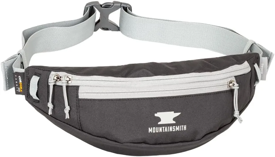 Mountainsmith Swoop Lumbar Waist Fanny Hip Pack, Running, Hiking, Travel, Dog-Walking, Outdoor Activities with 2 Zippered Pockets, Heritage Black