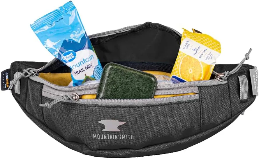 Mountainsmith Swoop Lumbar Waist Fanny Hip Pack, Running, Hiking, Travel, Dog-Walking, Outdoor Activities with 2 Zippered Pockets, Heritage Black
