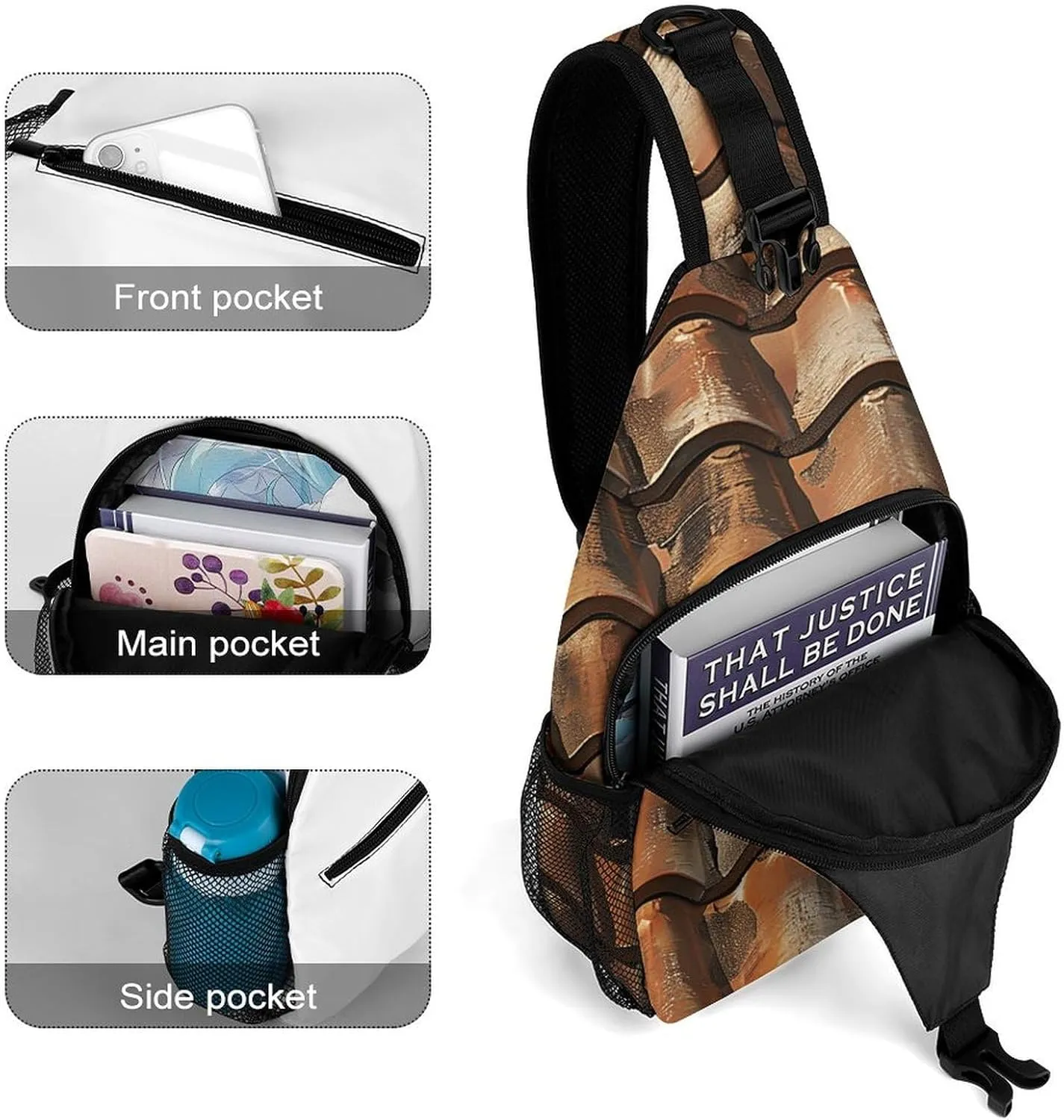 Mustard Yellow And Brown Sling Bag Crossbody Bags Cross Body Bag Fanny Packs Chest Bags Sling Purses for Travel