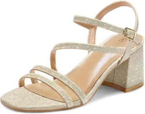 mysoft Women's Strappy Low Chunky Block Heel Sandals Open Toe Dress Shoes