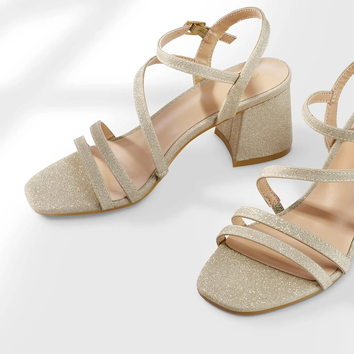 mysoft Women's Strappy Low Chunky Block Heel Sandals Open Toe Dress Shoes