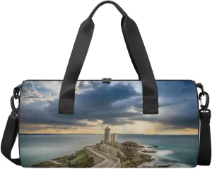 Nautical Lighthouse Travel Duffel Bag Coastal Coast Ocean Sports Gym Bag Men Women Sports Travel Luggage Bag 17.6”×9”×9 “ Duffel Bag Weekend Overnight Gym Bag Nvenient For Carrying