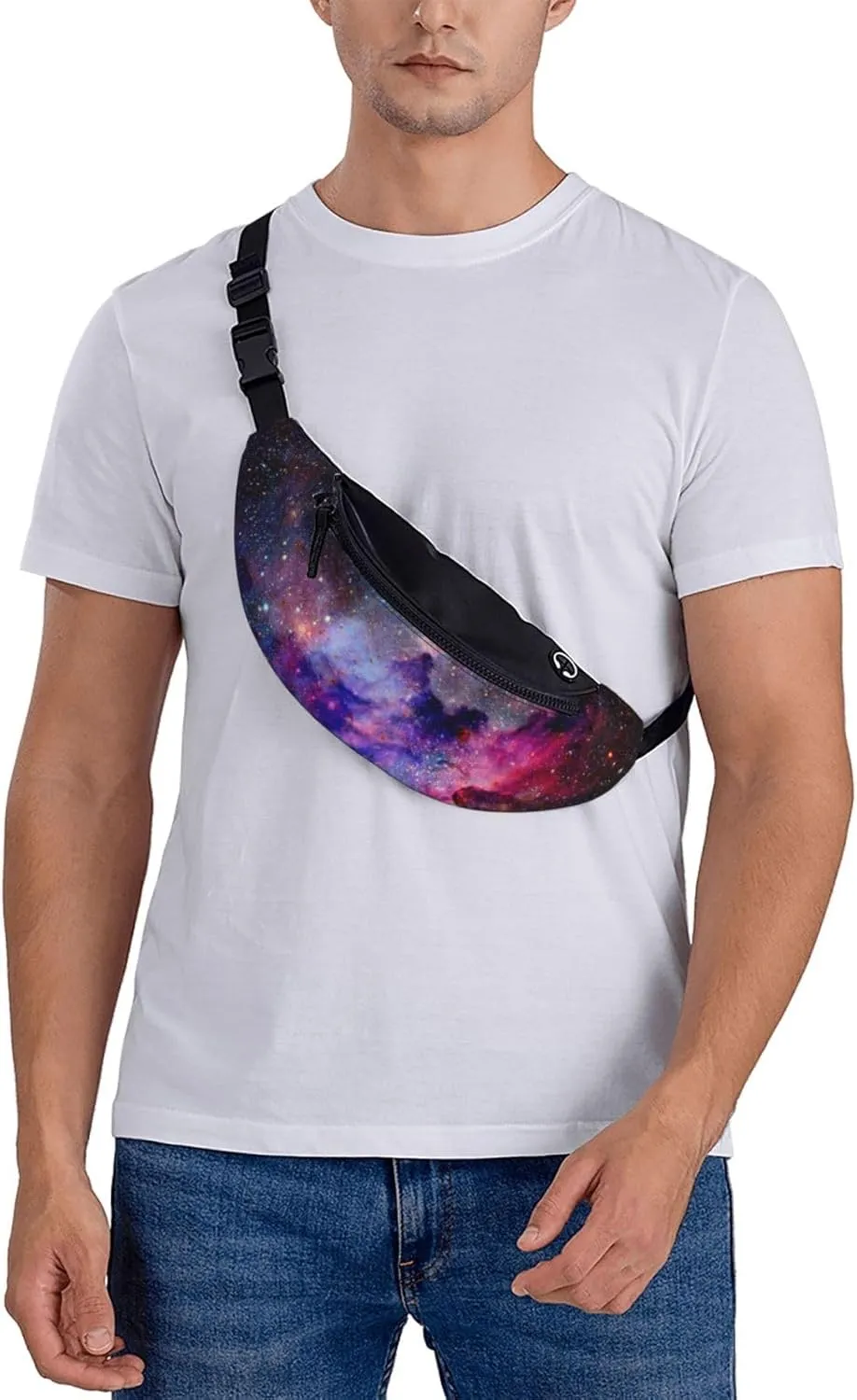 Nebula Galaxy Space Fashion Casual Fanny Pack Waist Bag Men Women Adjustable Belt Waist Bag For Travel Hiking Cycling Running Festival Carnival