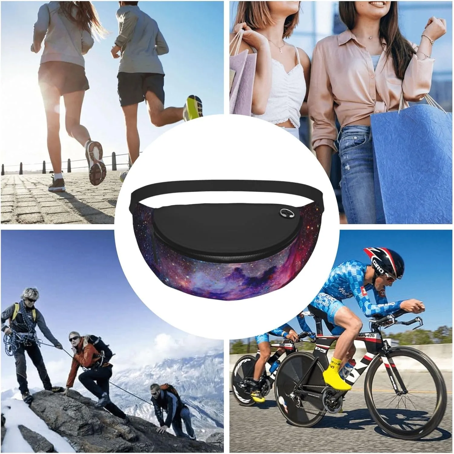 Nebula Galaxy Space Fashion Casual Fanny Pack Waist Bag Men Women Adjustable Belt Waist Bag For Travel Hiking Cycling Running Festival Carnival
