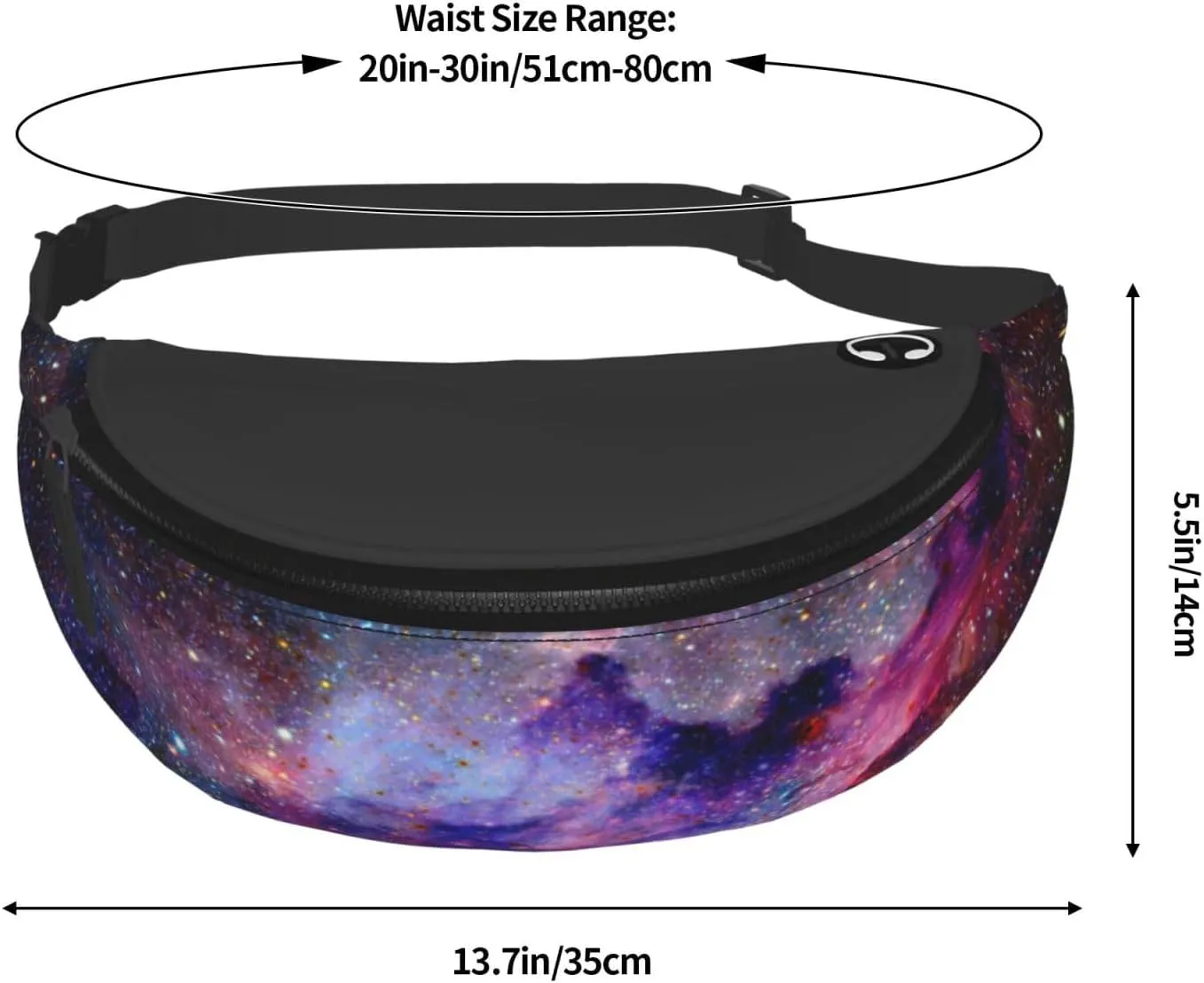 Nebula Galaxy Space Fashion Casual Fanny Pack Waist Bag Men Women Adjustable Belt Waist Bag For Travel Hiking Cycling Running Festival Carnival