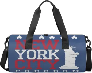 New York City Freedomcity Travel Duffel Bag Statue of Liberty Sports Gym Bag Men Women Sports Travel Luggage Bag 17.6”×9”×9 “ Duffel Bag Weekend Overnight Gym Bag Nvenient For Carrying