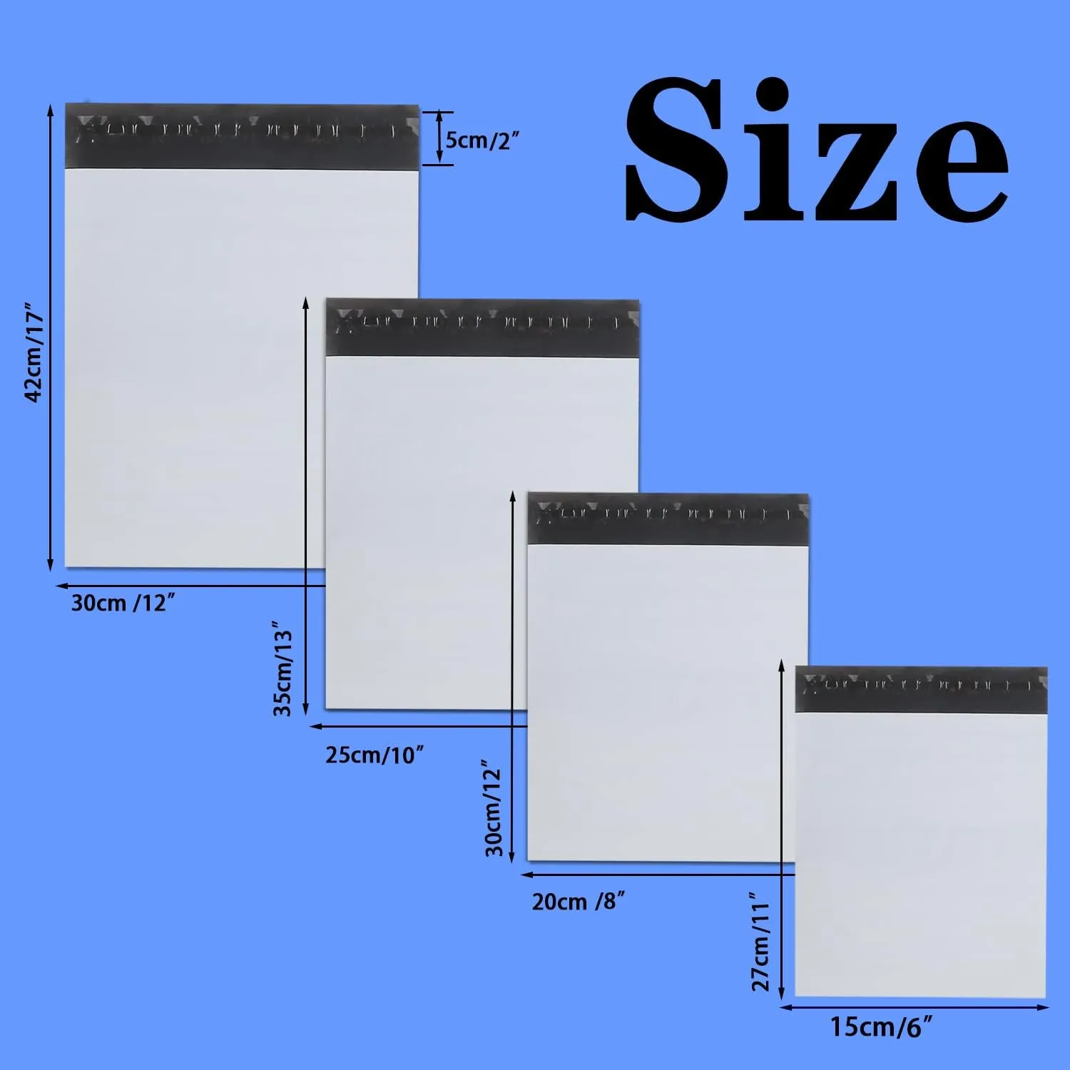 newlng Poly Mailers Shipping Bags Mailing bags100pcs 4 Assorted Sizes White Shipping Envelopes Self-sealing Adhesive Waterproof and Tear-Proof Packaging Bags Shipping Bags for Clothing Books Gift