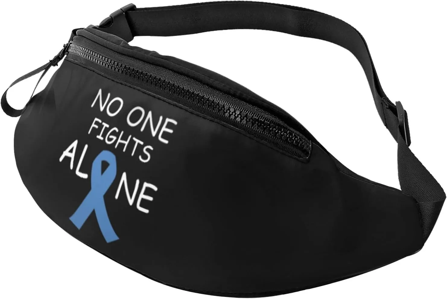 Nobody Fights Alone Prostate Cancer Awareness Ribbon Fanny Pack Outdoor Travel Casual Messenger Waist Bag
