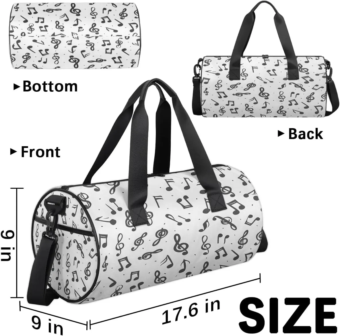 Notes Music Gym Bag for Women Men Lightweight Weekender Travel Bag Stylish Duffle Bag for Gym Travel Overnight Carry On