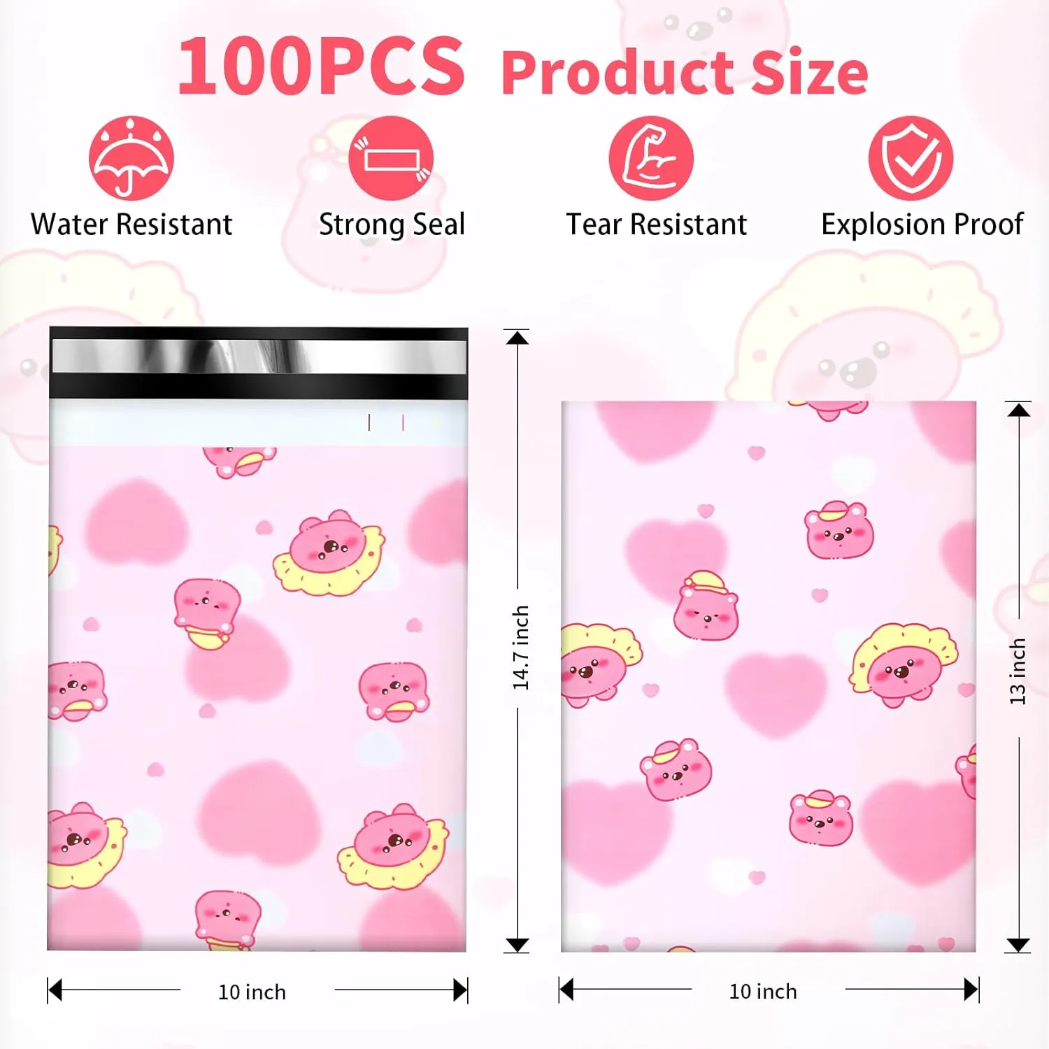 Oududianzi Poly Mailers 10x13, 100PCS Shipping Bags, Plastic Packages Bags, Mailers Poly Bags for Shipping, Shipping Envelopes, Packaging Bags for Shipping - Bear