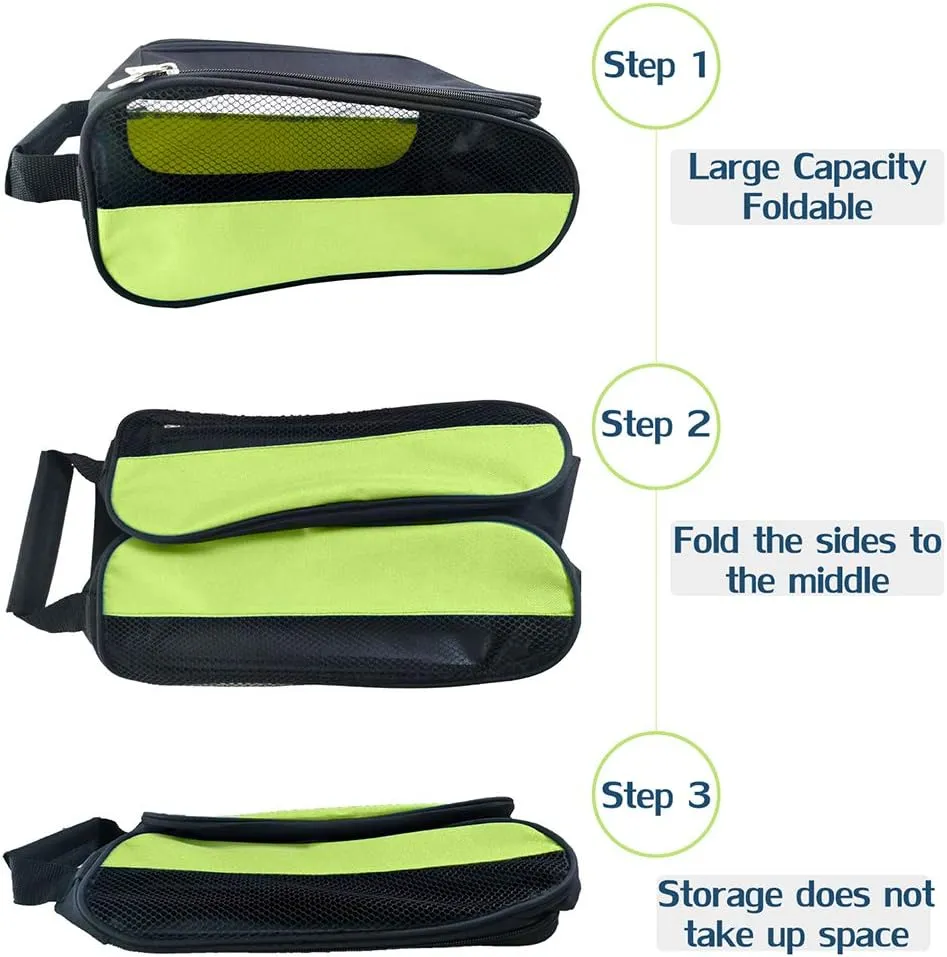 Outdoor Golf Shoes Bags Travel Shoes Bags Zippered Sport Shoes Bag (Green)