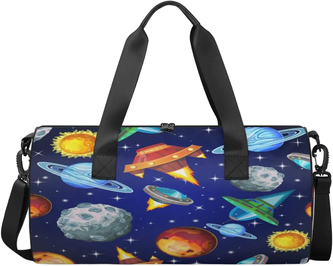 Outer Space Planet Travel Duffel Bag Galactic Meteorite Sports Gym Bag Men Women Sports Travel Luggage Bag 17.6”×9”×9 “ Duffel Bag Weekend Overnight Gym Bag Nvenient For Carrying